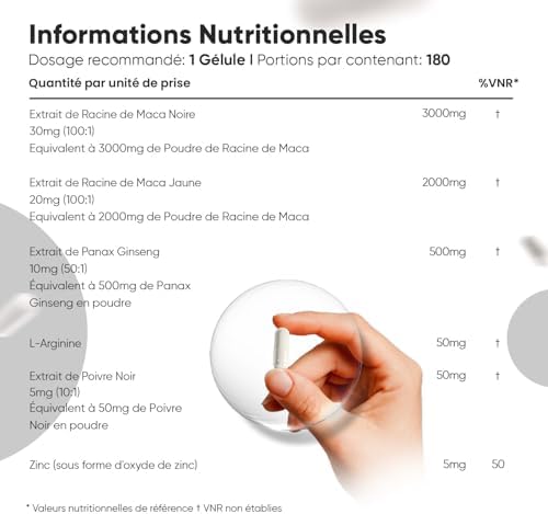 Vue 3 de Maca Noire Avec Ginseng