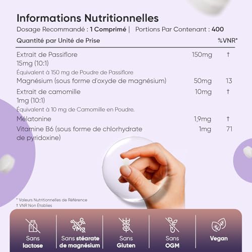 Vue 3 de Melatonine Mg Comprimes Vegan
