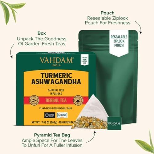 Vue 4 de Vahdam Turmeric Ashwagandha Tisane