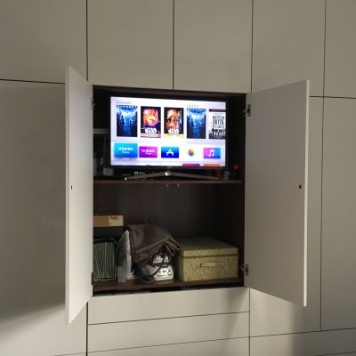 TV space in centre of bedroom wardrobe