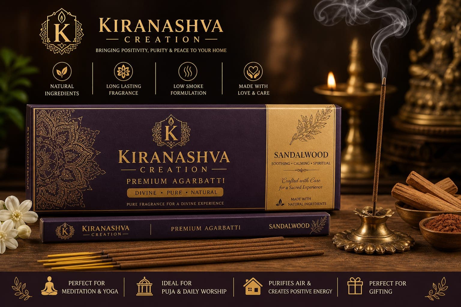 Kiranashva Creation Premium Agarbatti (Sandalwood)