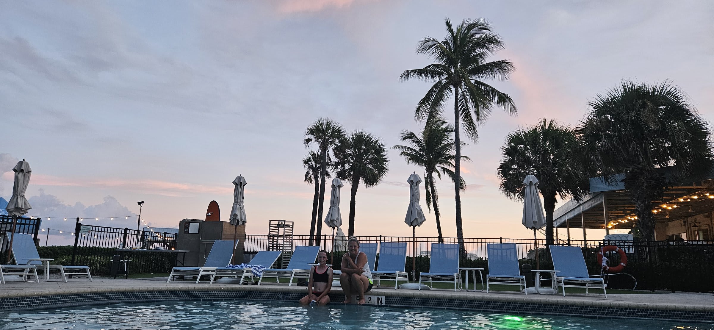 Sunset over the pool