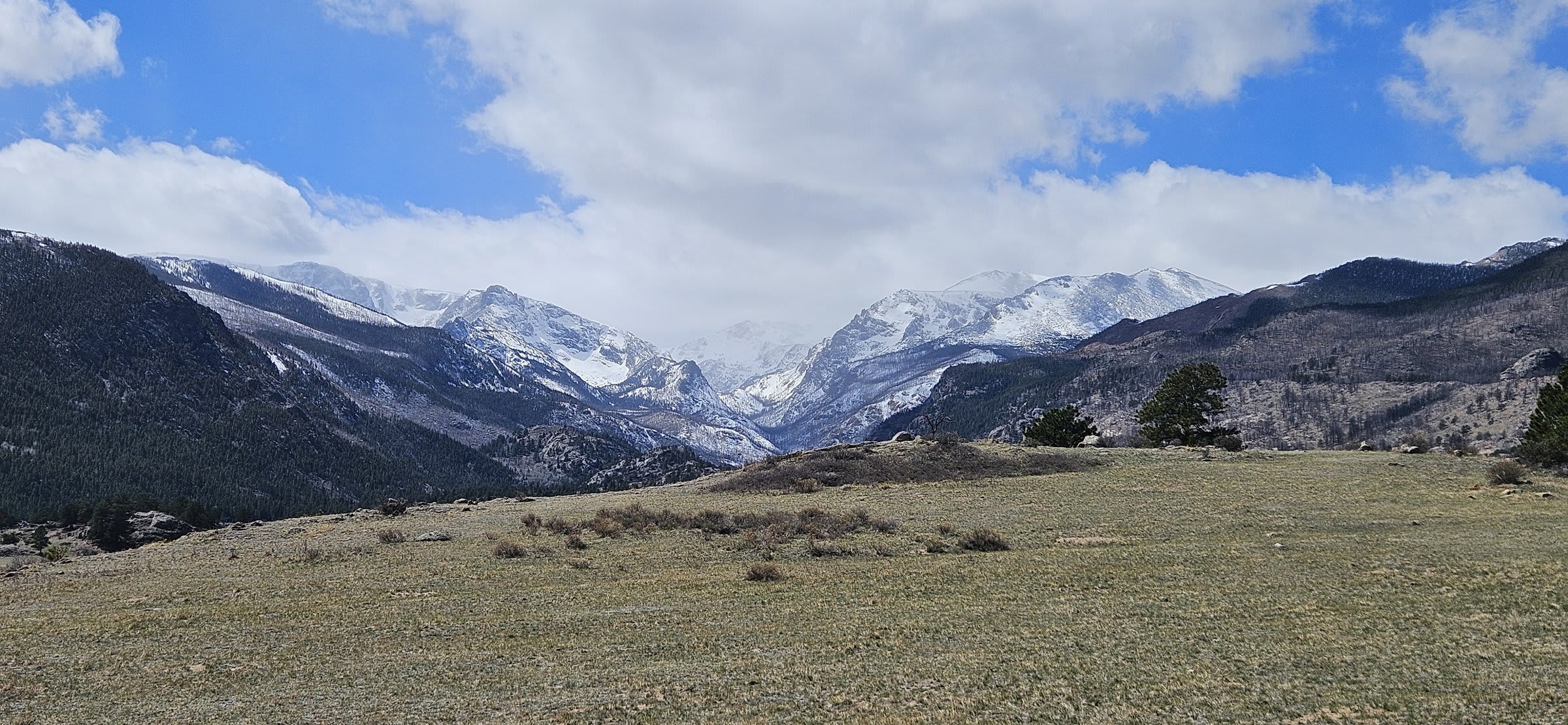 Fresh snow covering the eastern slopes of the Continental Divide