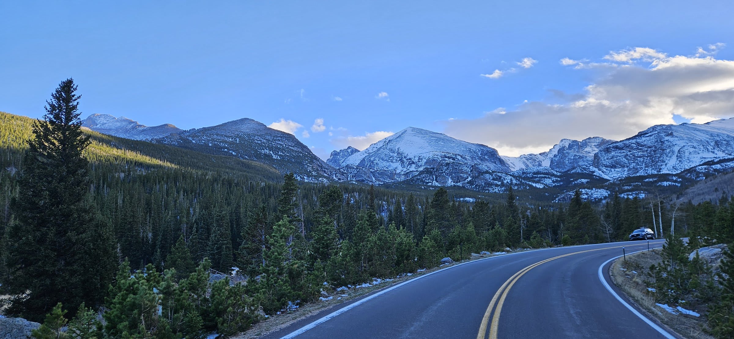 Mountain peaks catching the last light of the day