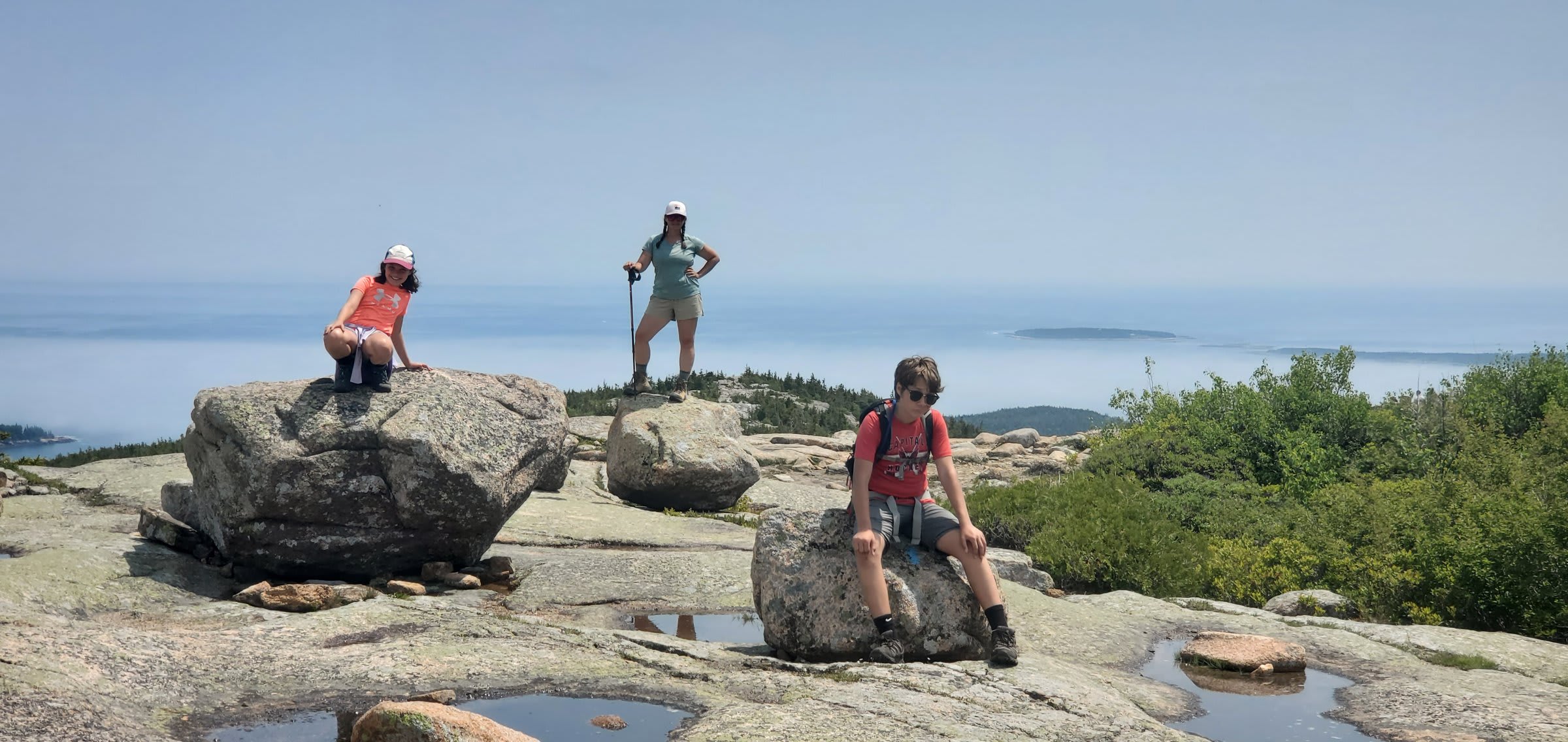 Climbing through mist and low clouds on Cadillac Mountain