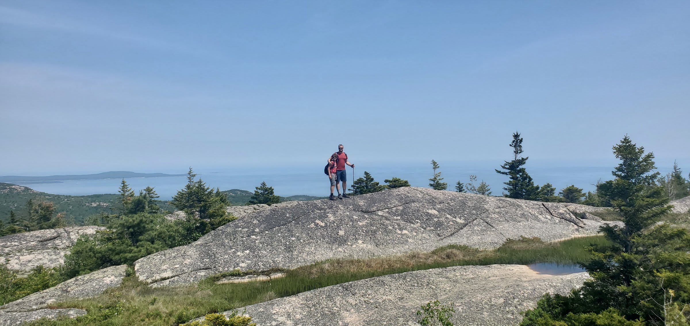 Exposed granite slabs on the Cadillac Mountain South Ridge Trail