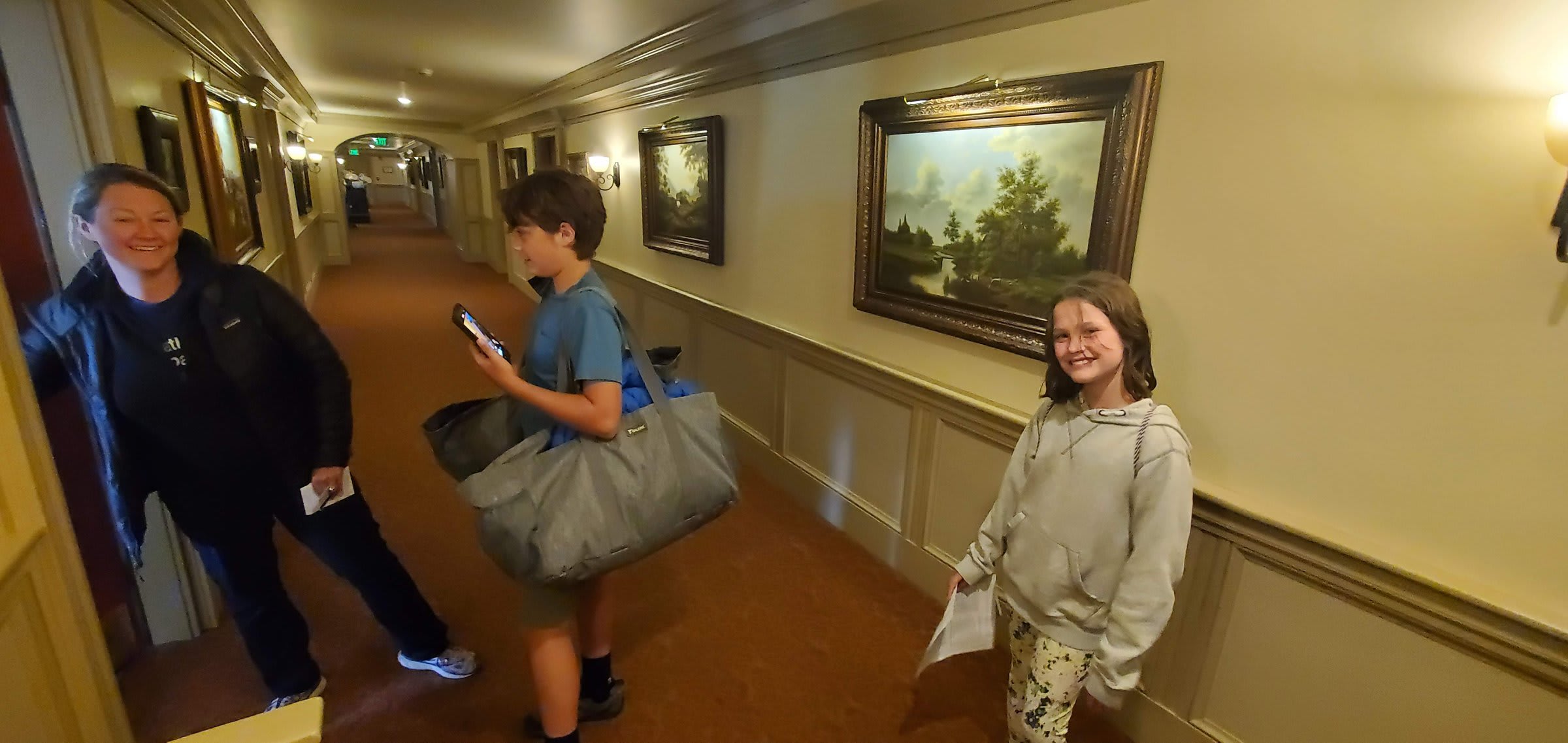 Exploring the elegant hallways inside the resort