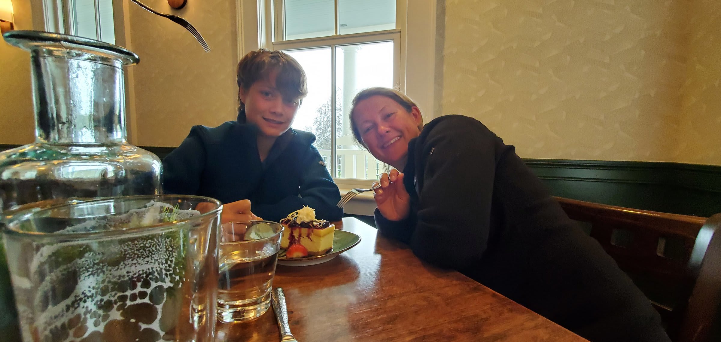 Sharing dessert at the resort restaurant