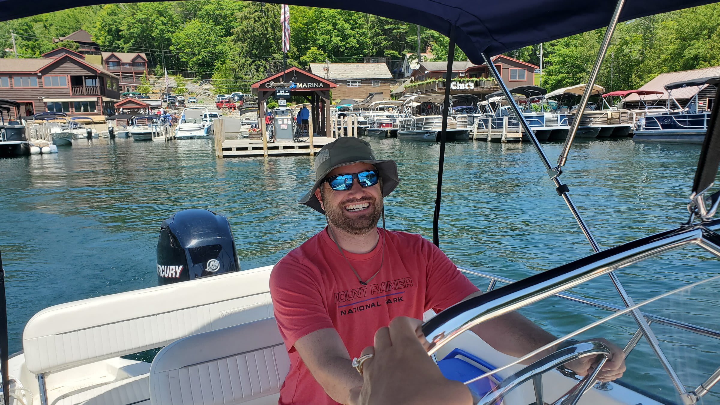 Cruising along the shoreline of Lake George