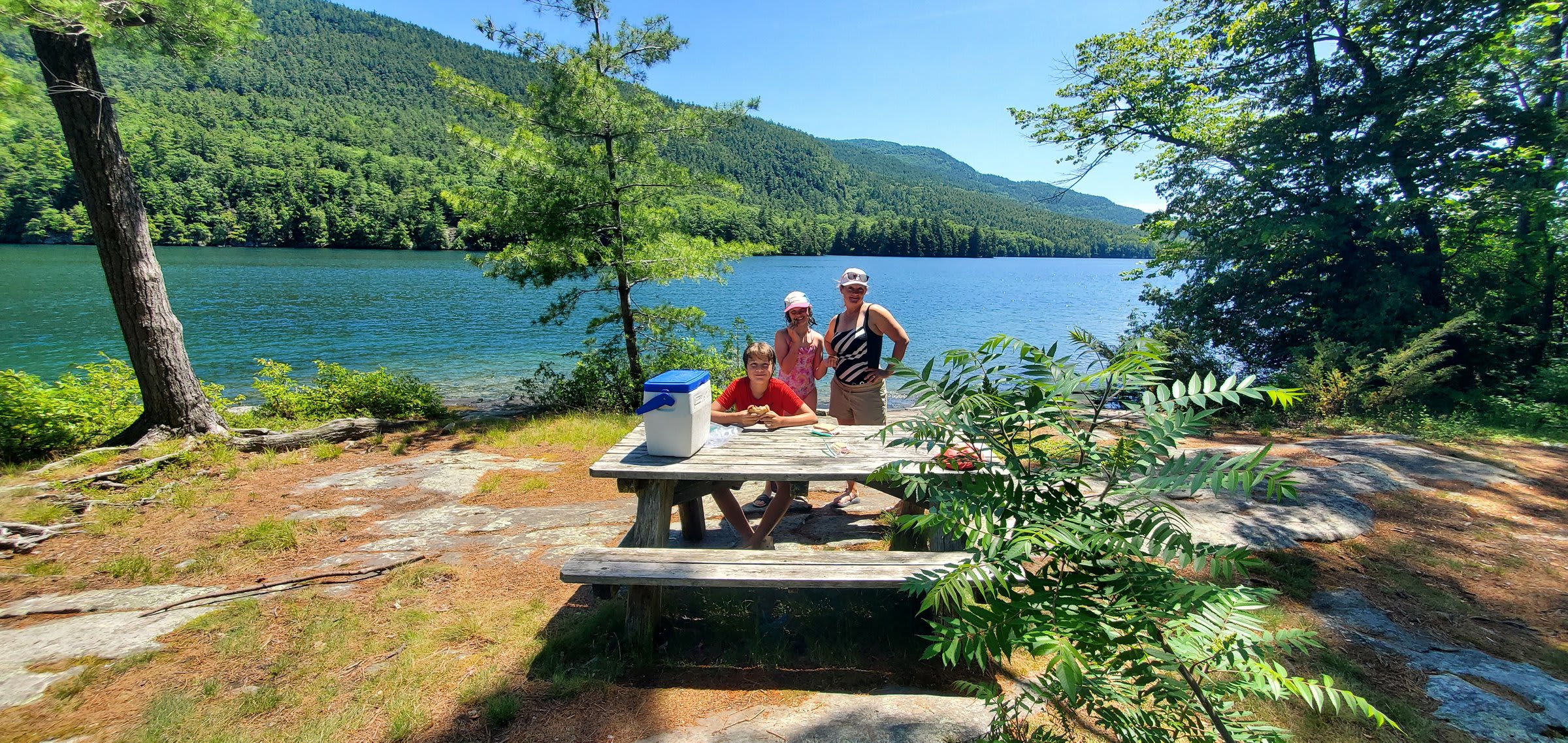 Exploring one of Lake George's many islands