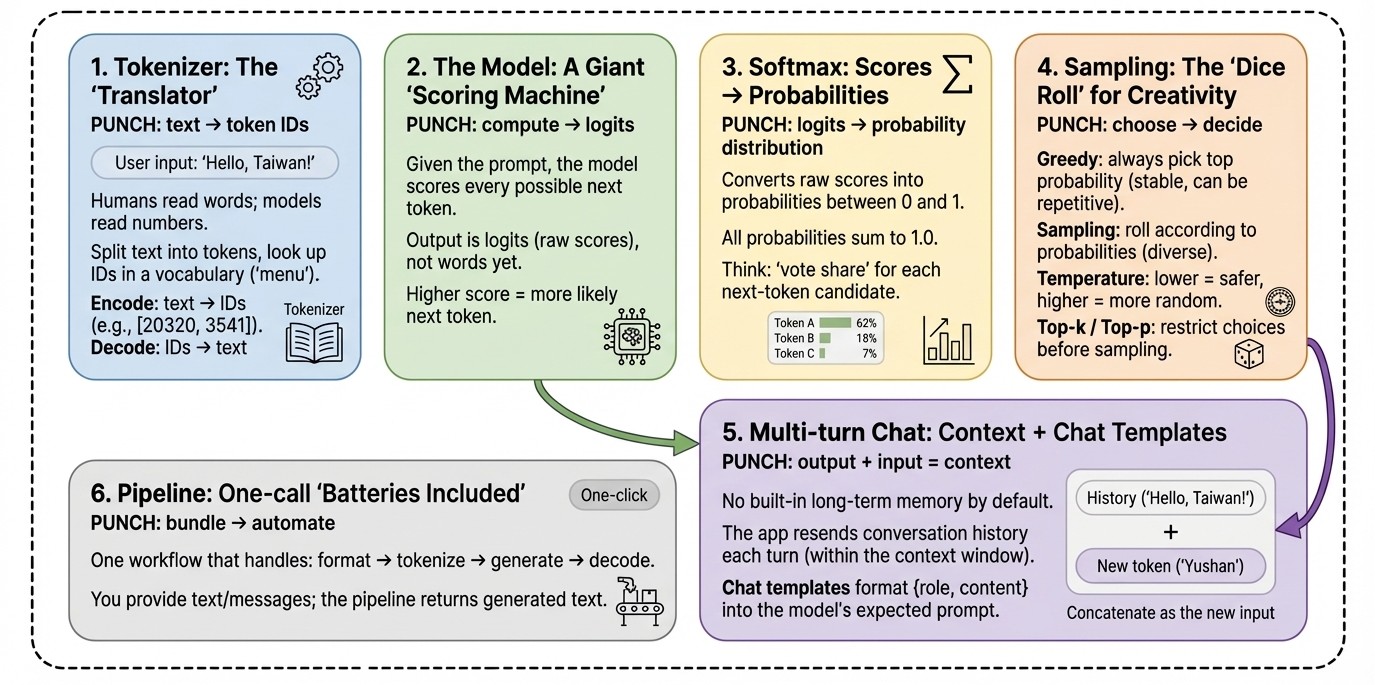 Large Language Models (LLMs) Explained: From Math Intuition to Python (Hugging Face Transformers)