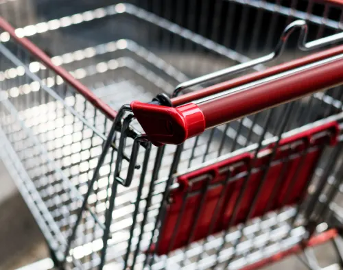 close up of grocery shopping cart