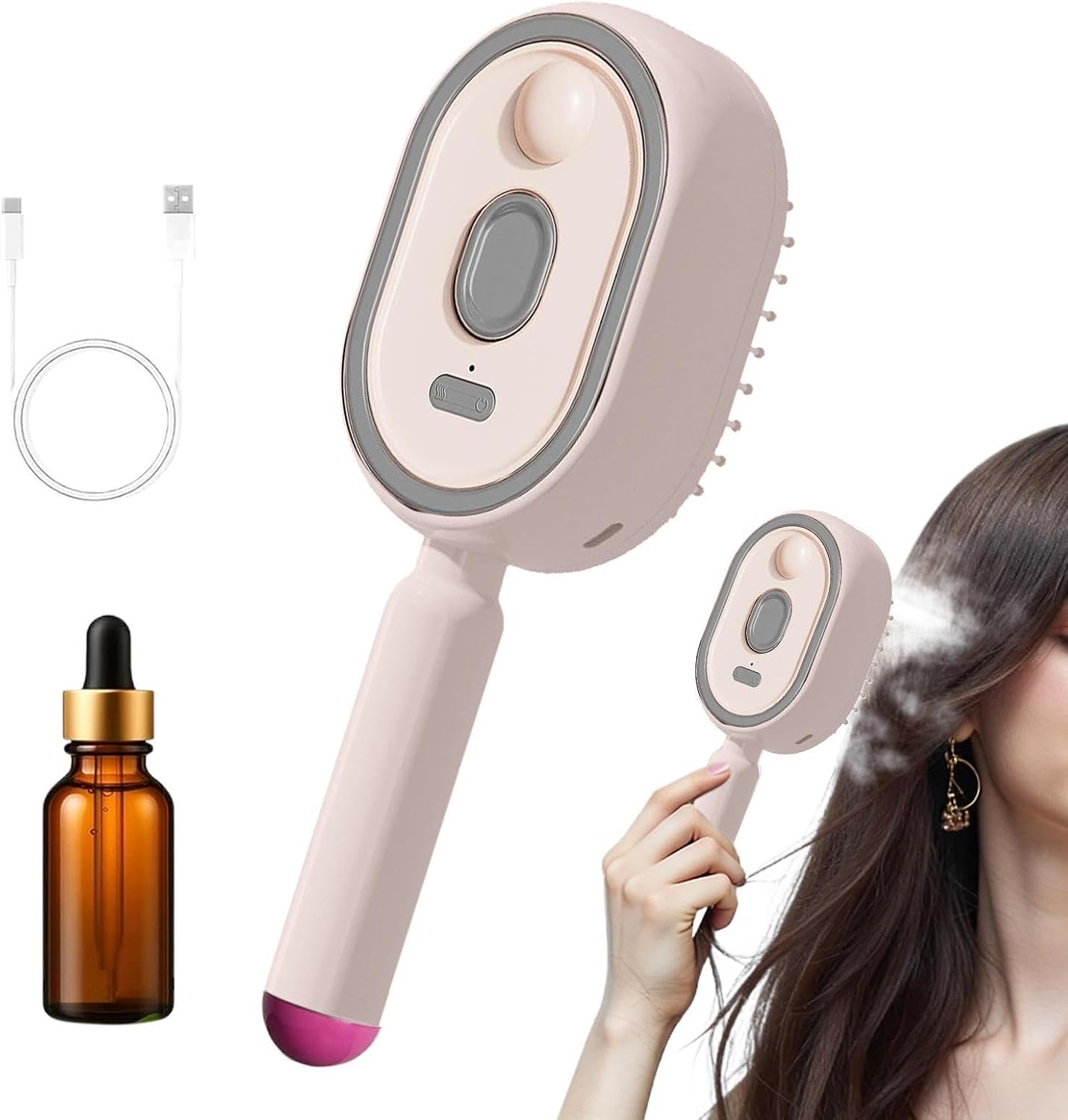 Brosse à Vapeur Électrique 2-en-1 pour Cheveux – Brosse Lissante Vapeur