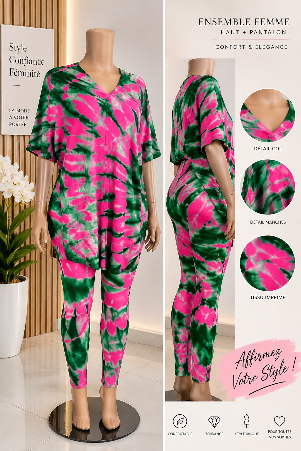 Ensemble Femme 2 Pièces Imprimé – Haut et Pantalon