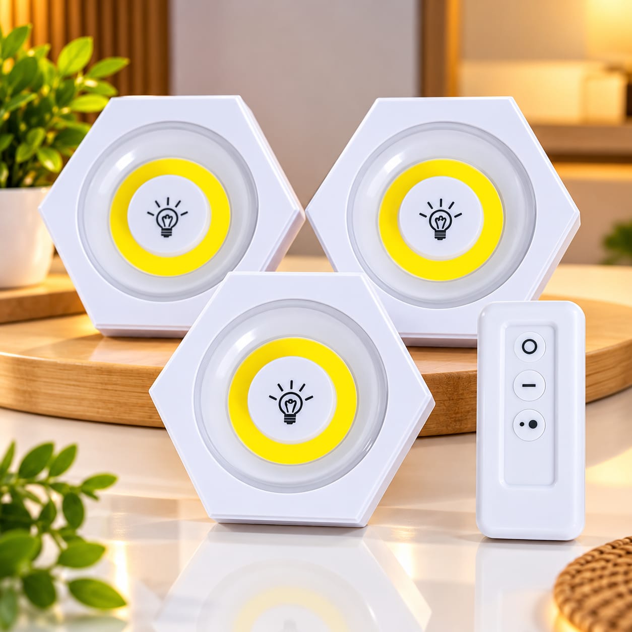 Kit de 3 lampes Led Hexagone sans fil avec télécommande