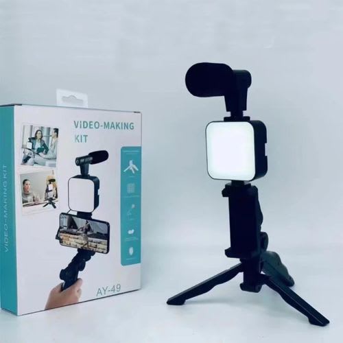 Kit de Création Vidéo AY-49 – Microphone, Lumière LED et Trépied