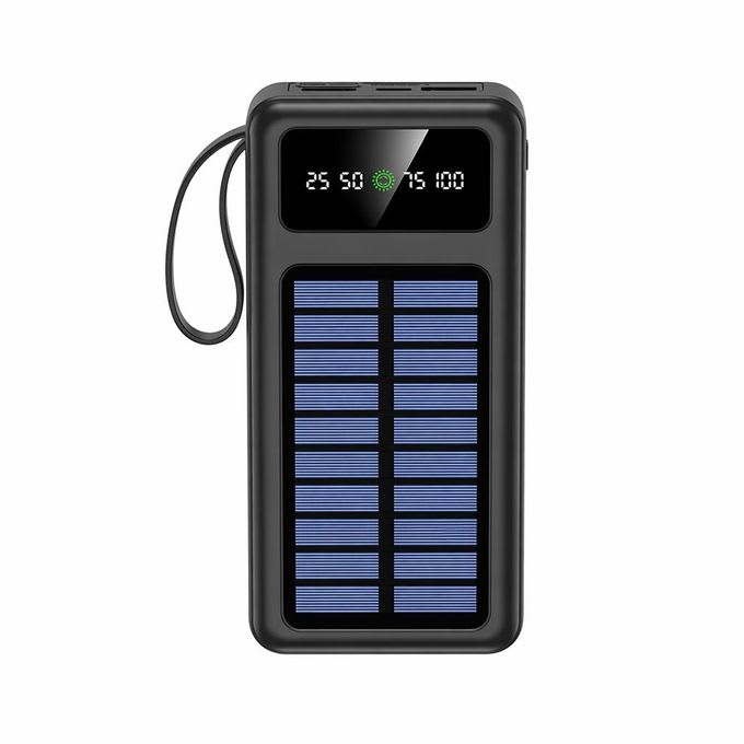 Power Bank Solaire 20 000 mAh – 4 Sorties avec Câbles Intégrés