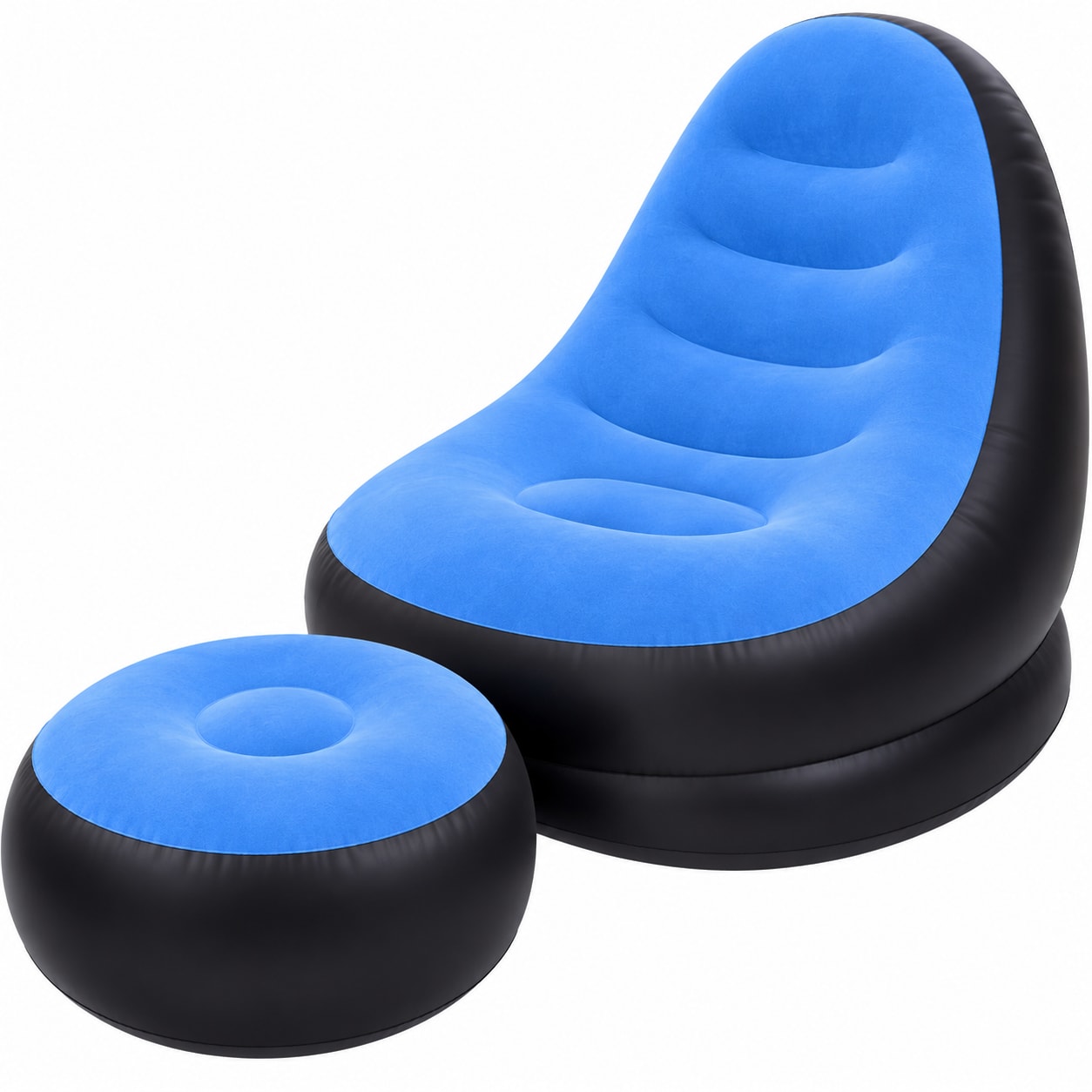 Fauteuil Gonflable avec Repose-pieds – Bleu Ciel