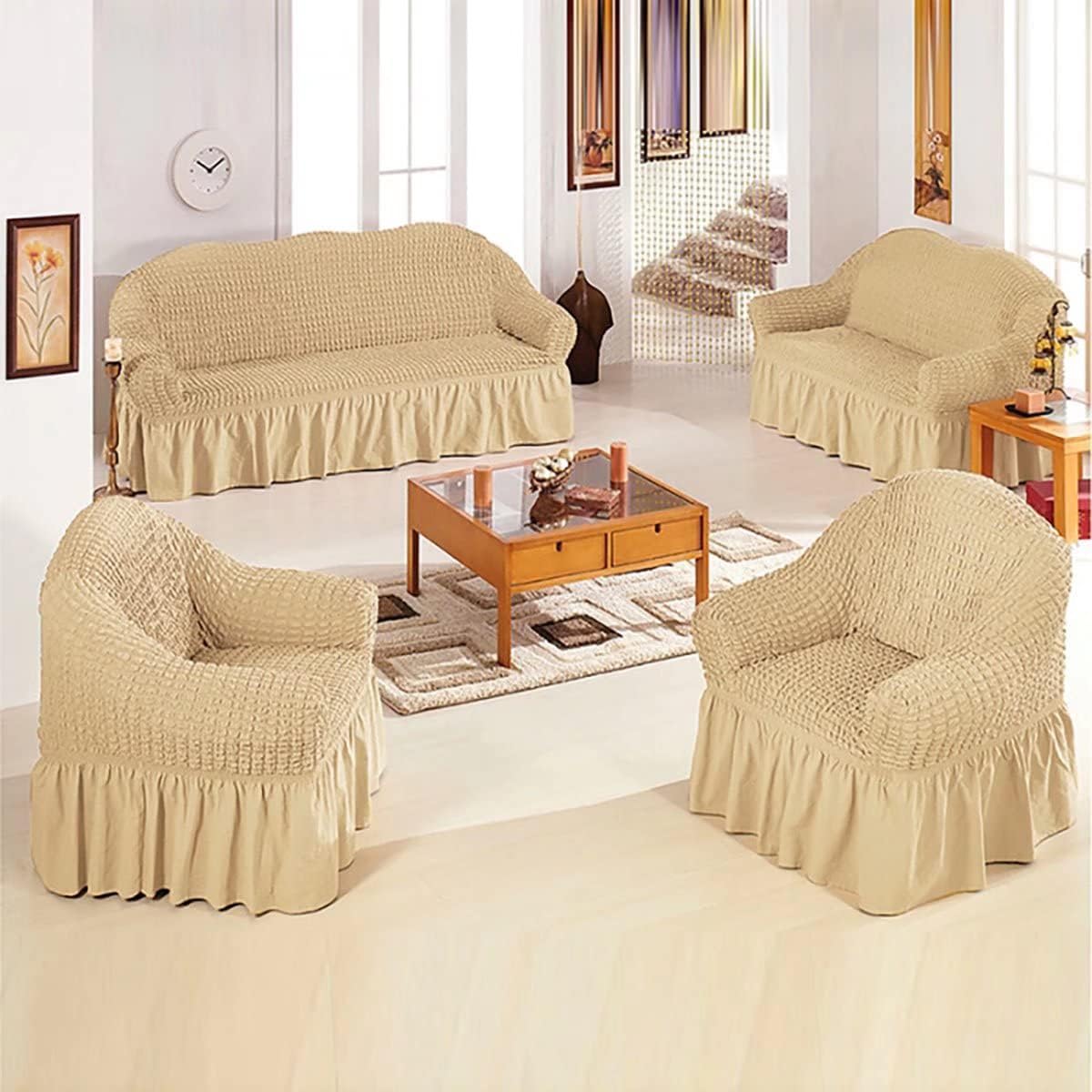Housse de Canapé Extensible avec Volant – Protection et Décoration