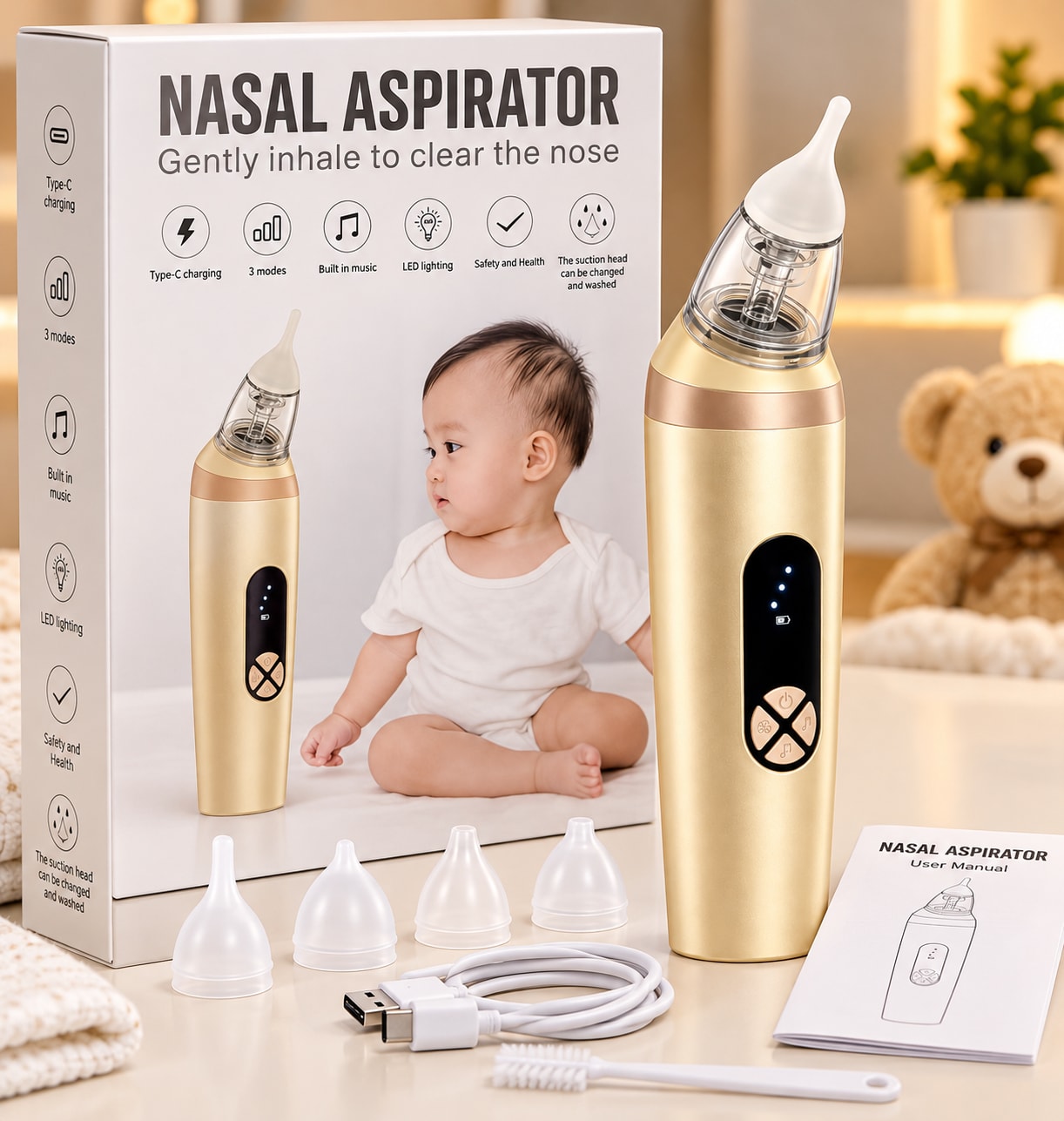 Aspirateur nasal électrique rechargeable pour bébé