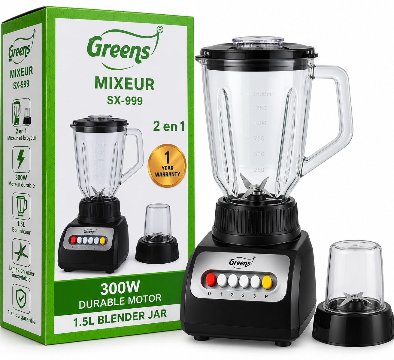Mixeur Blender 2 en 1 Greens SX-999
