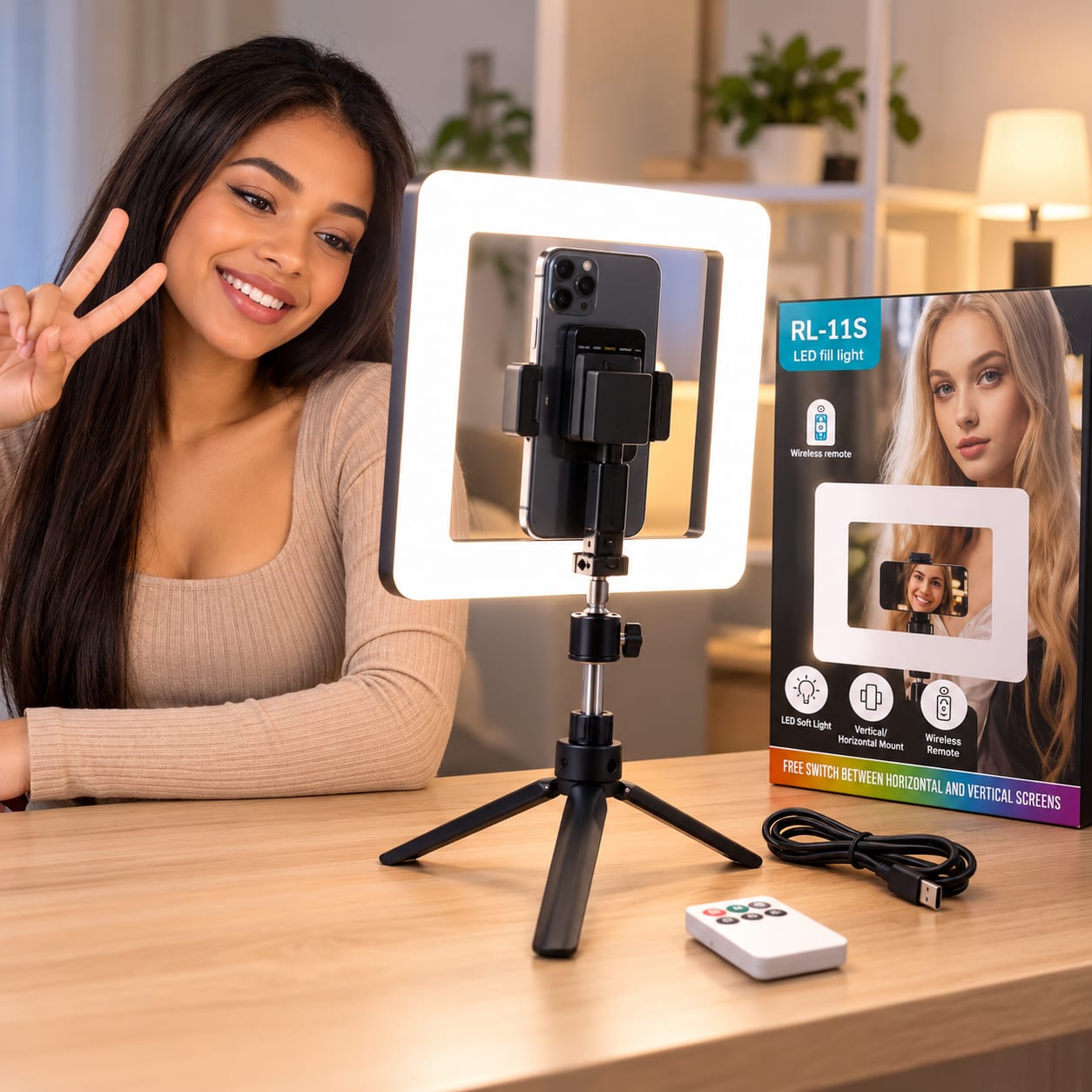 Panneau lumineux LED RL-11S avec télécommande et mini-trépied