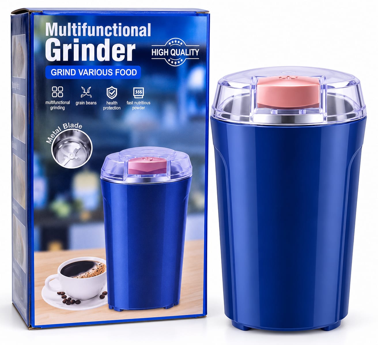 Moulin électrique multifonction pour café et épices — Bleu