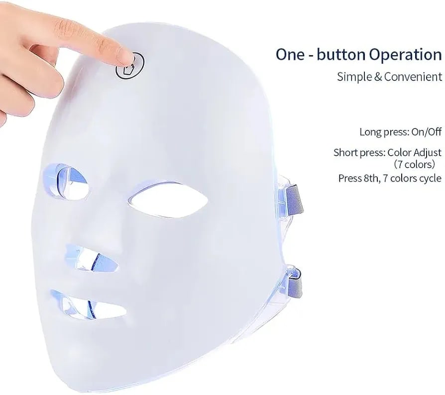 Masque LED de photothérapie pour le visage, rechargeable