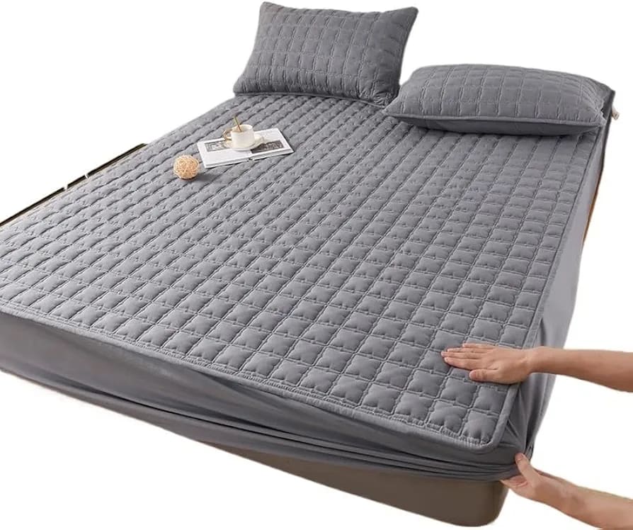 Protège-matelas imperméable matelassé gris – 180 × 220 cm
