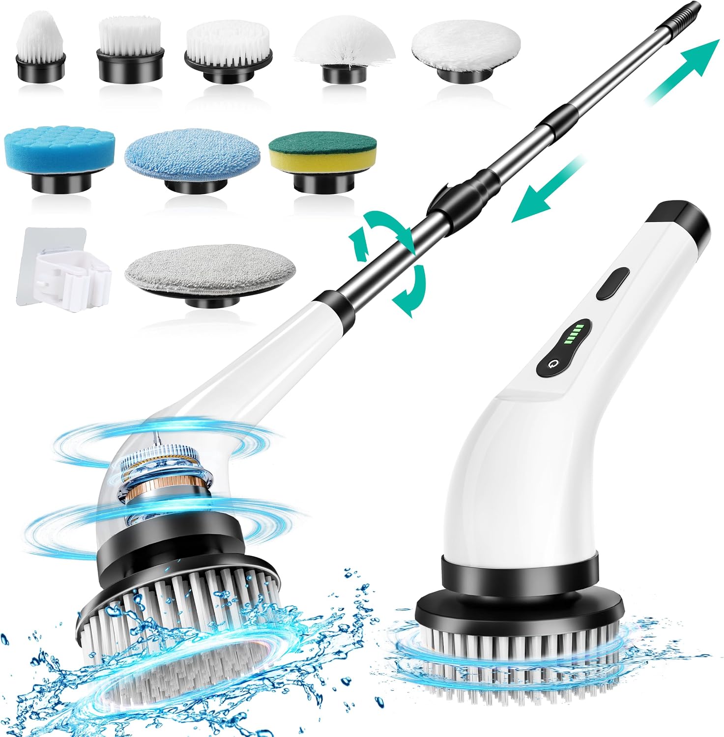Brosse Électrique Rotative Yorraka 9-en-1 avec Manche Extensible