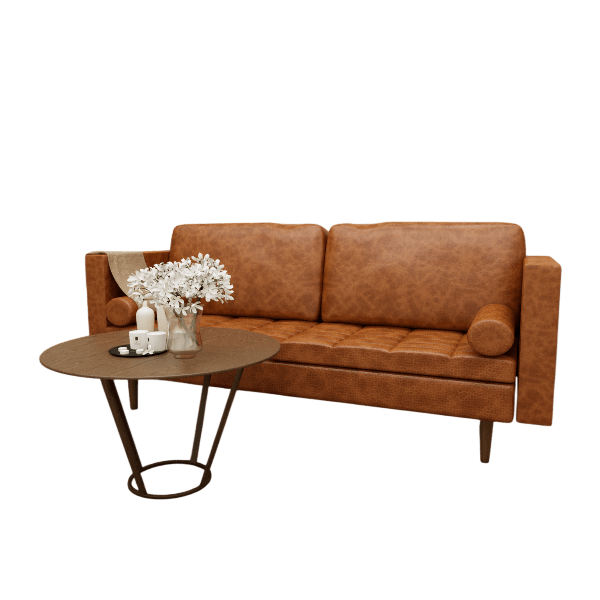Aisha Faux Leather Square Arm Loveseat