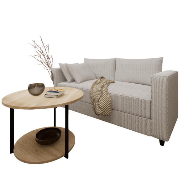 Alcantara 3Seater Modern Upholstered Sofa with Square Armrests and 2 Throw Pillows