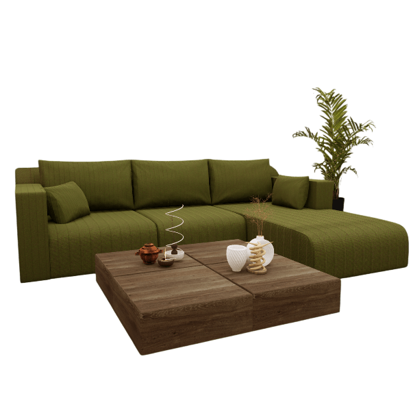 L Shaped Boneless Sofa with Chaise Lounge