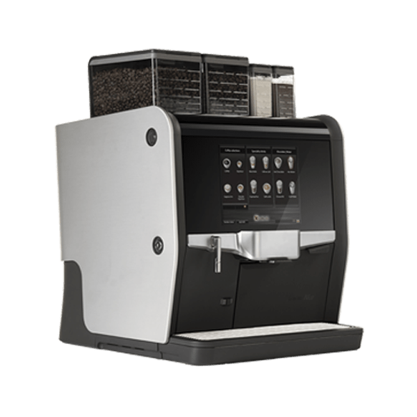 Nio de Jong Duke commercial coffee machine 3D model with black front, silver side panel and four hoppers on top