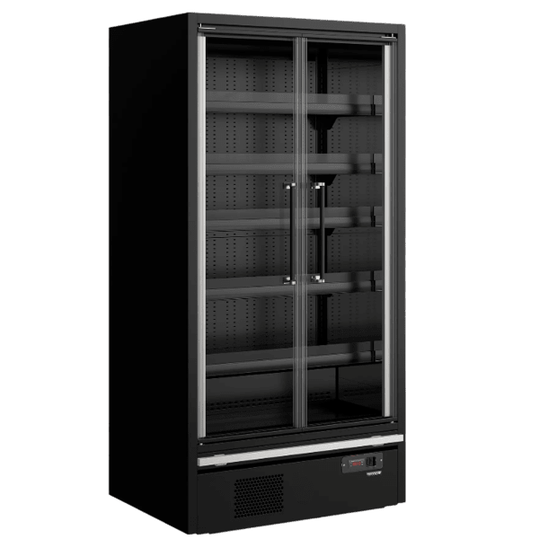 Tefcold Galaxy GP10FGD black double glass door multideck fridge 3D model, front angle view