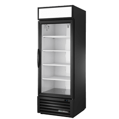 Black GDM 23 HC TSL01 glass door merchandiser refrigerator 3D model on a white background, front view