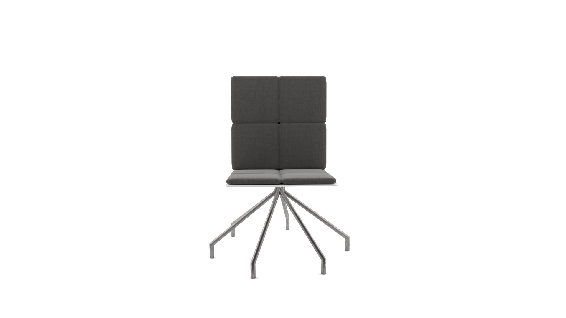 Dressy Plyfold metal dining chair SketchUp model, view of four square seat cushions and white shell