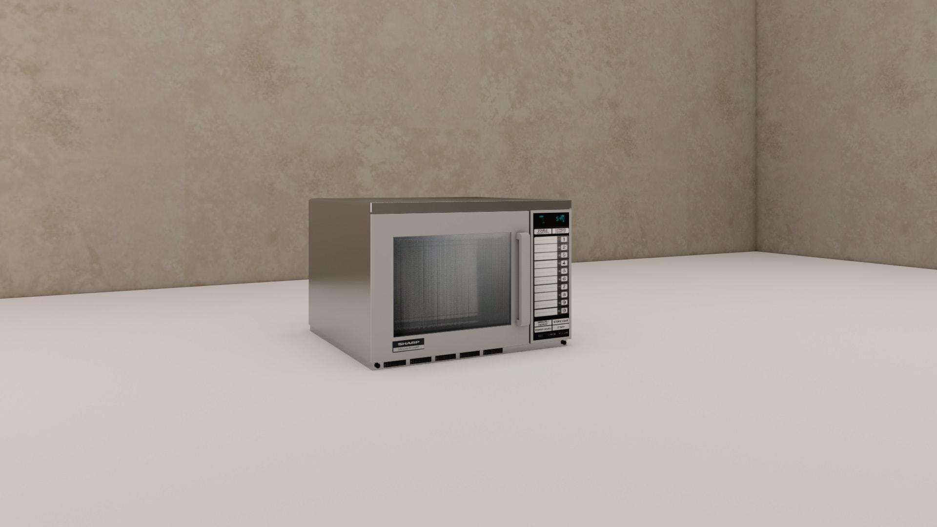 Commercial microwave SketchUp model, close view of the digital display and ten numbered preset keys