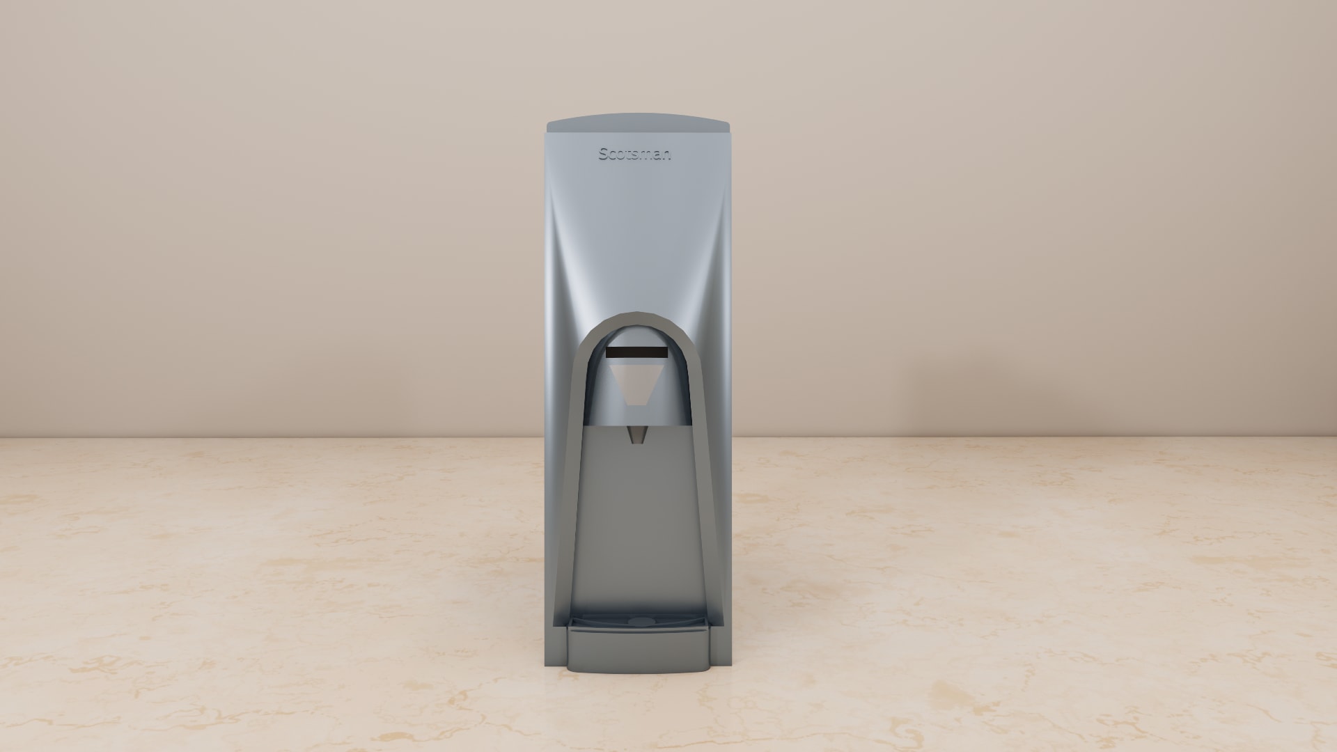 TC 180 countertop ice dispenser 3D model, side vent panel and grated drip tray detail