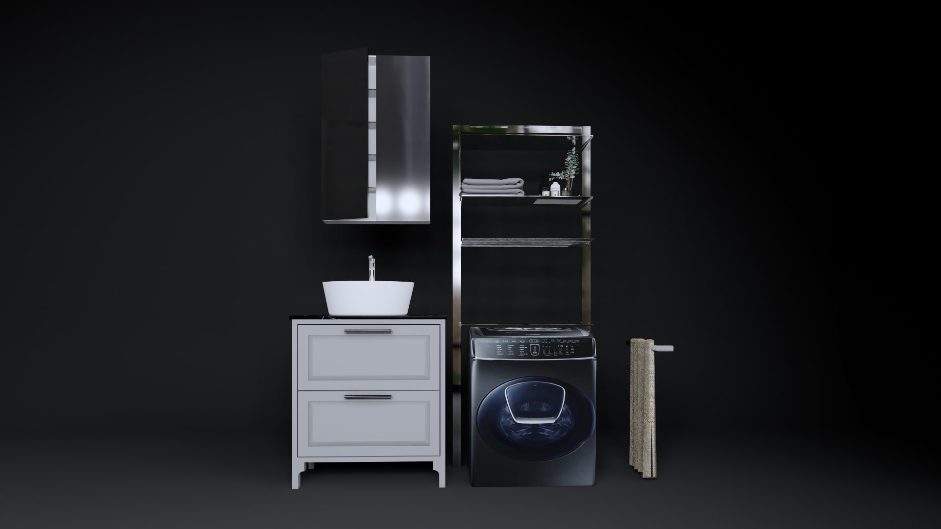 Vanity and Washing machine set
