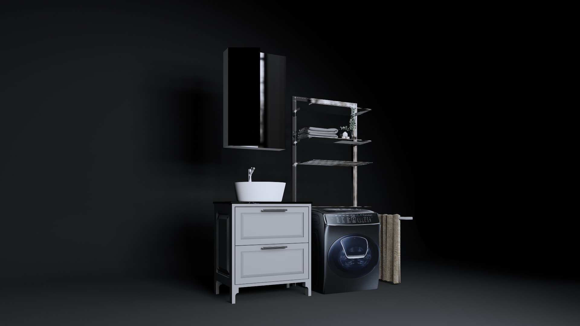 Vanity and Washing machine set