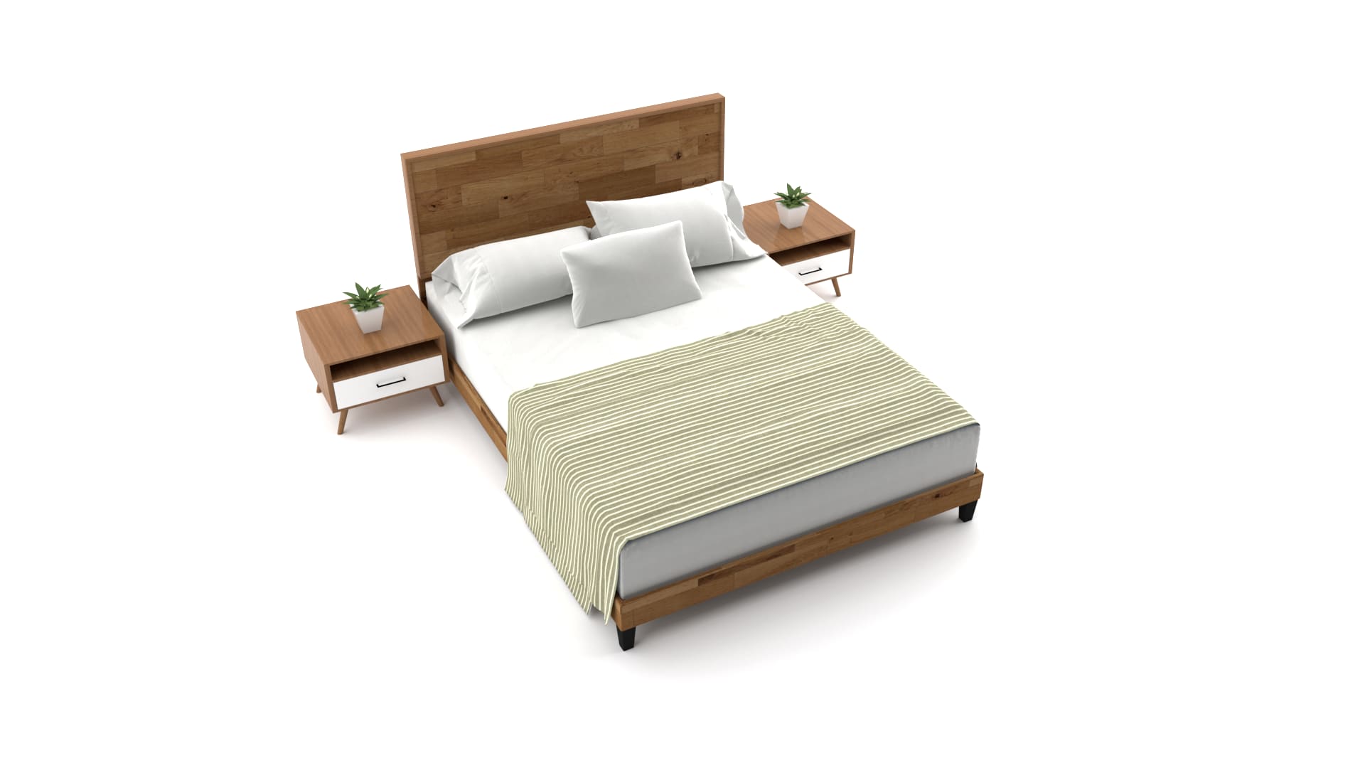 Kira Solid Wood Low Profile Platform Bed