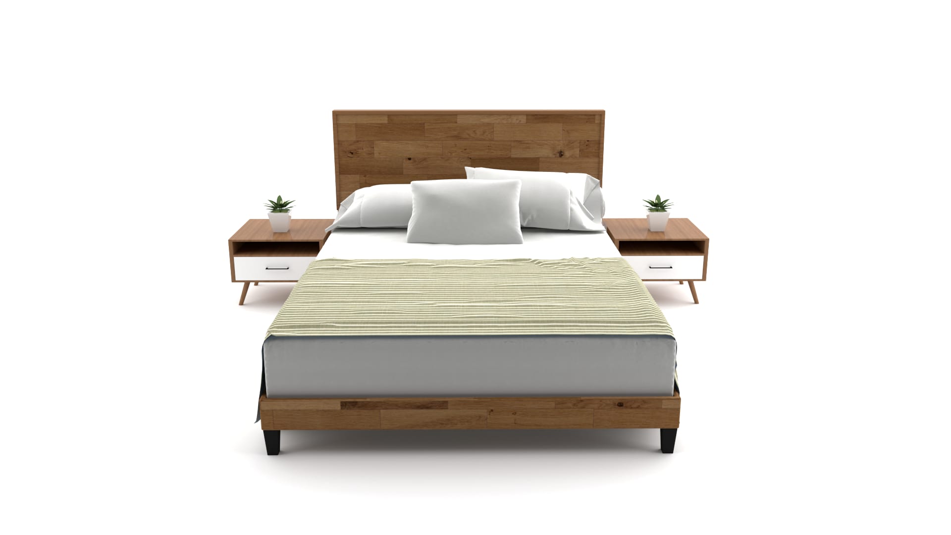 Kira Solid Wood Low Profile Platform Bed