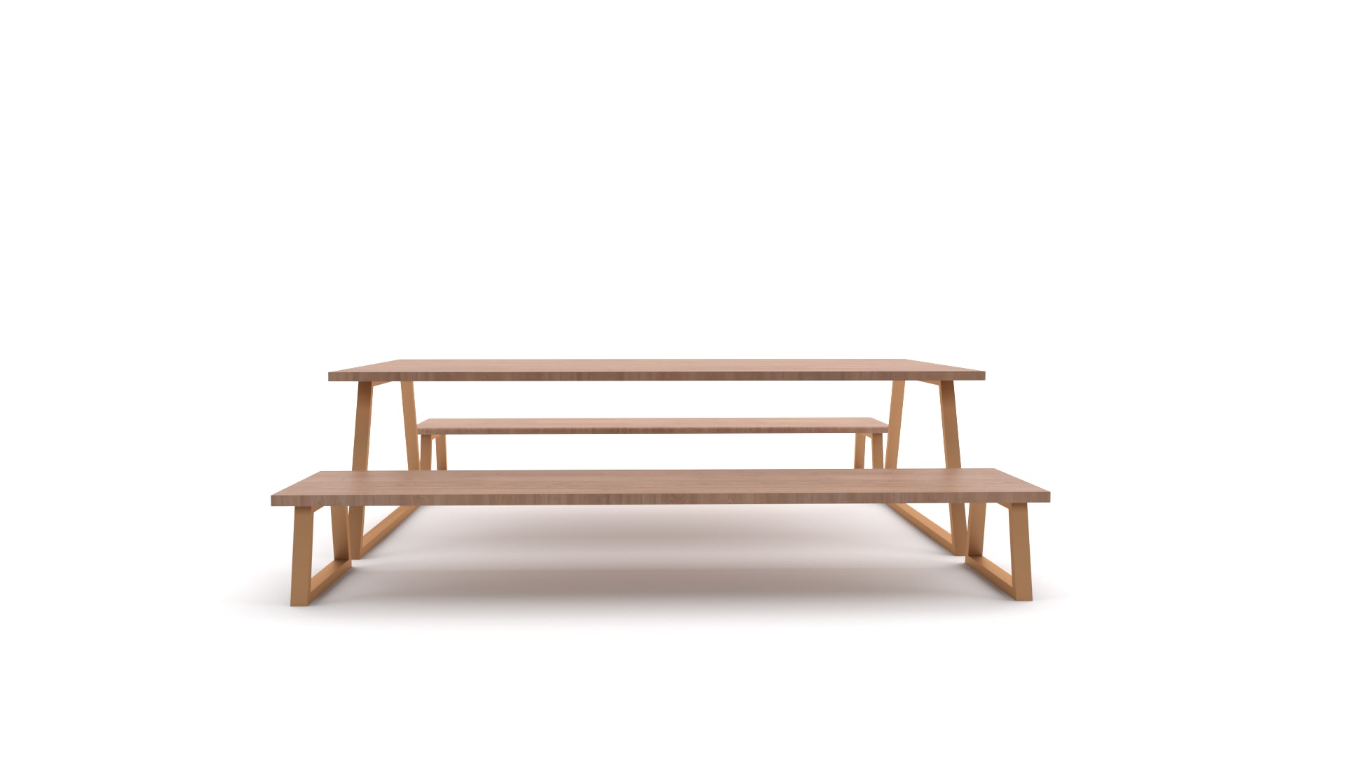 Oak wooden Outdoor table And benches