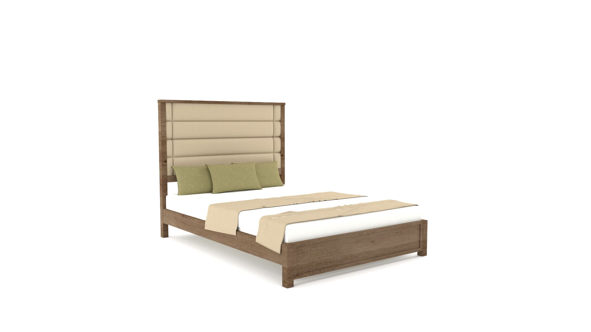 Wooden Bed Frame with Tall Headboard