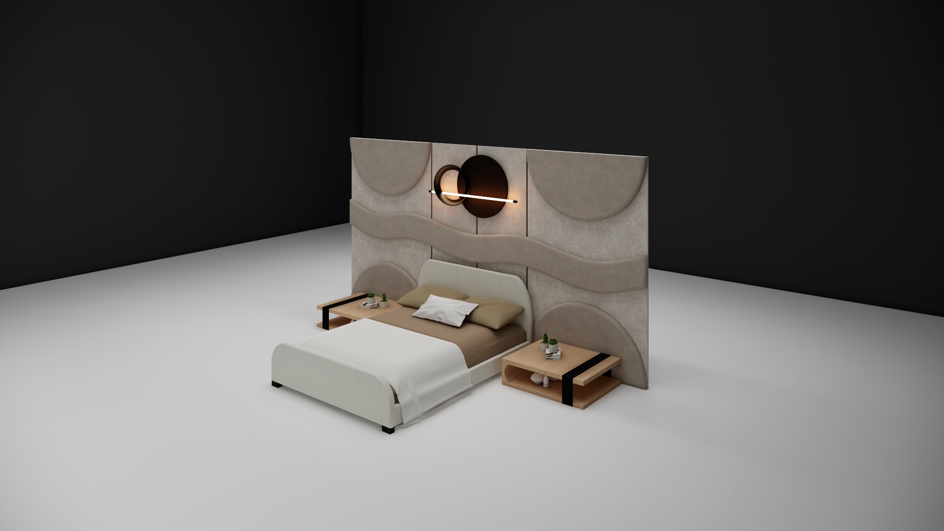 limestone back panel with bed