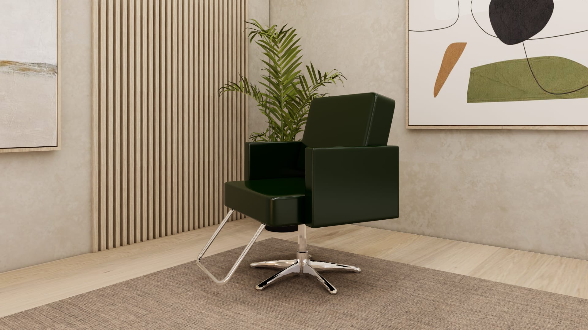 green armback chair