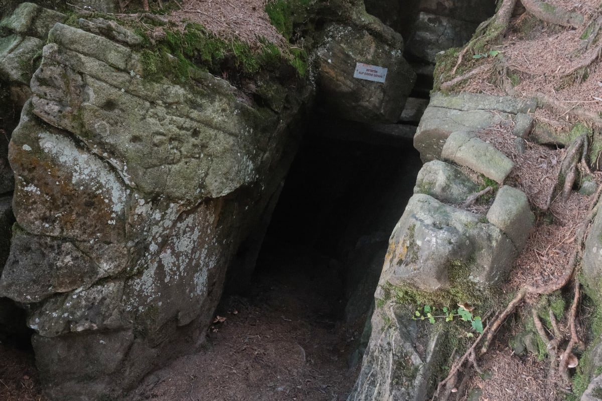 The entrance to the Cheeserehöhli with a warning: enter at own risk.