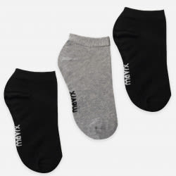 3 pairs of short socks black & grey