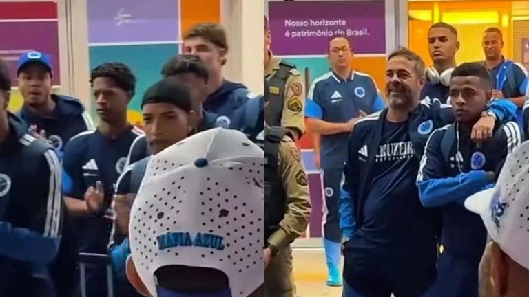 Torcedores do Cruzeiro miram "Jardim" em apoio no embarque para duelo com Flamengo